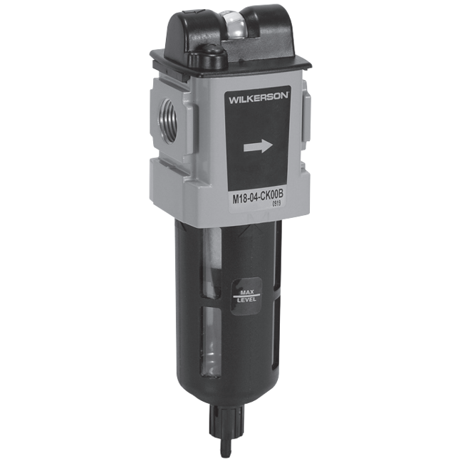 Wilkerson M18 Series Modular Coalescing Filter, Port Sizes 1/4, 3/8, 1/2; Flows to 85 SCFM